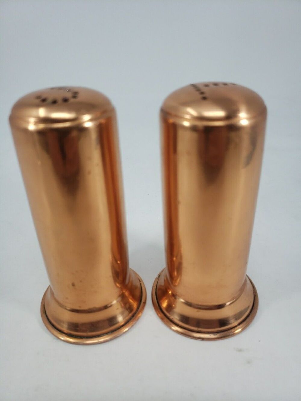 Copper Salt & Pepper Shakers Vintage Made In Portugal Cork Stoppers